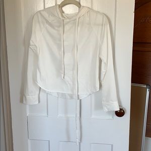 White Cropped Hoodie